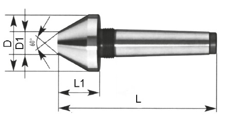 Pevný středicí kužel, se stahovací maticí, 60°, MT 2, 10–50 mm